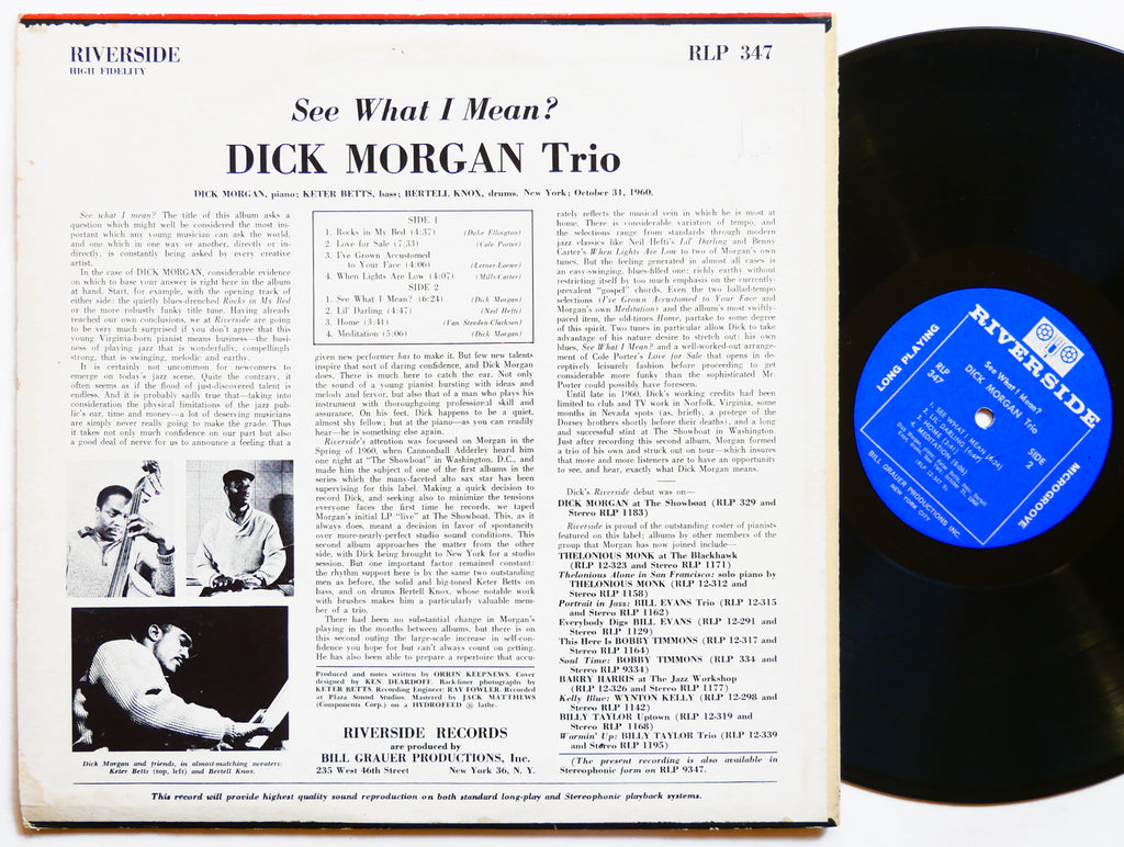 DICK MORGAN Trio See What I Mean? RIVERSIDE RLP 347 US 1960 MONO Keter Betts