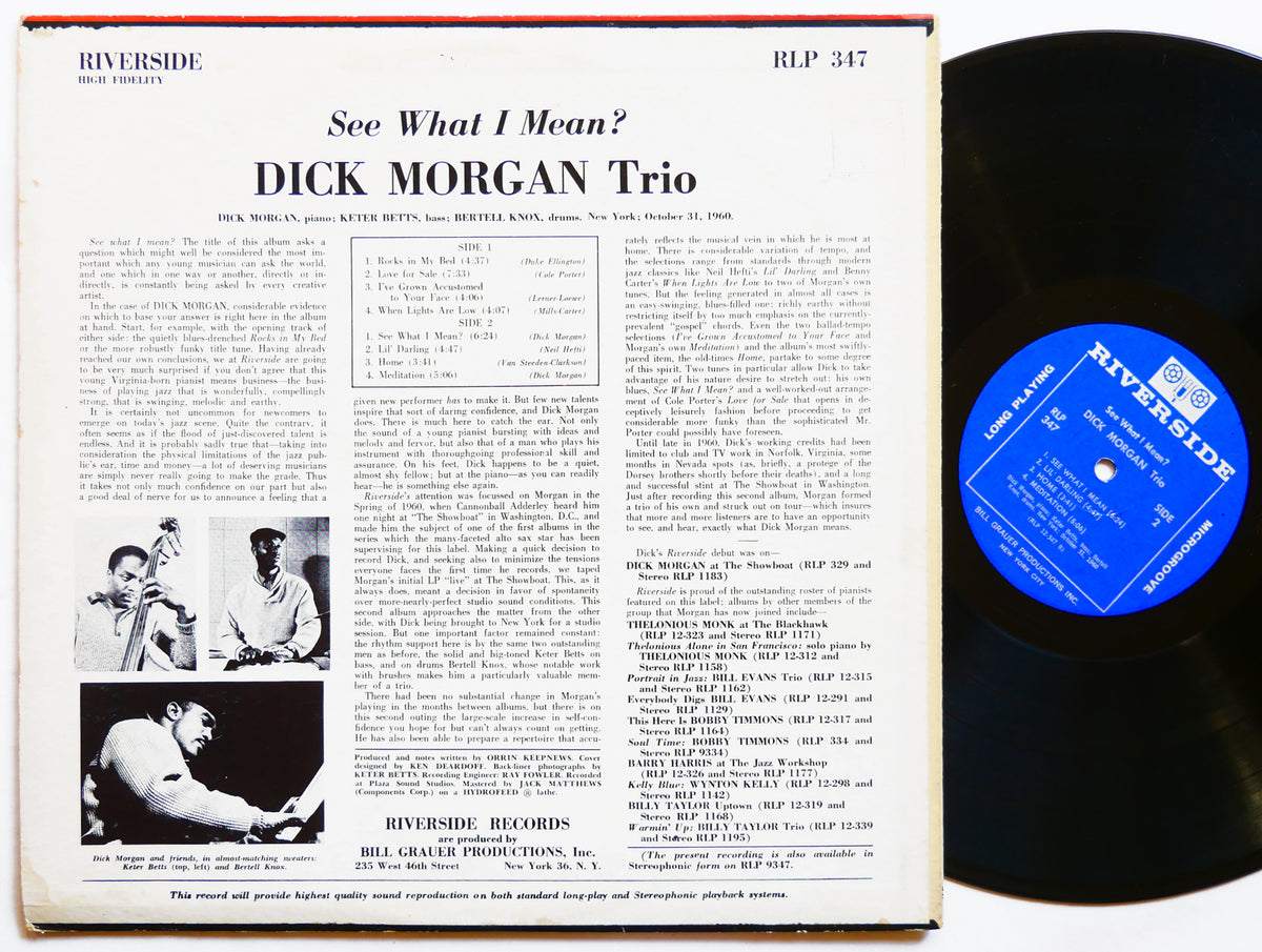 DICK MORGAN Trio See What I Mean? RIVERSIDE RLP 347 US 1960 MONO Keter Betts
