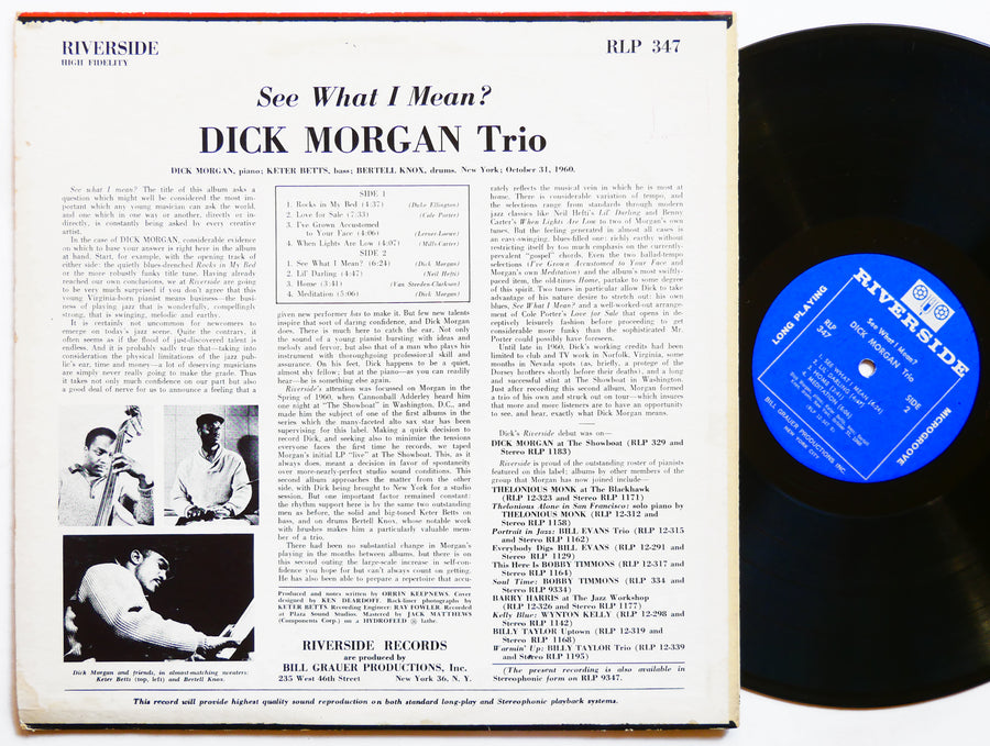 DICK MORGAN Trio See What I Mean? RIVERSIDE RLP 347 US 1960 MONO Keter Betts