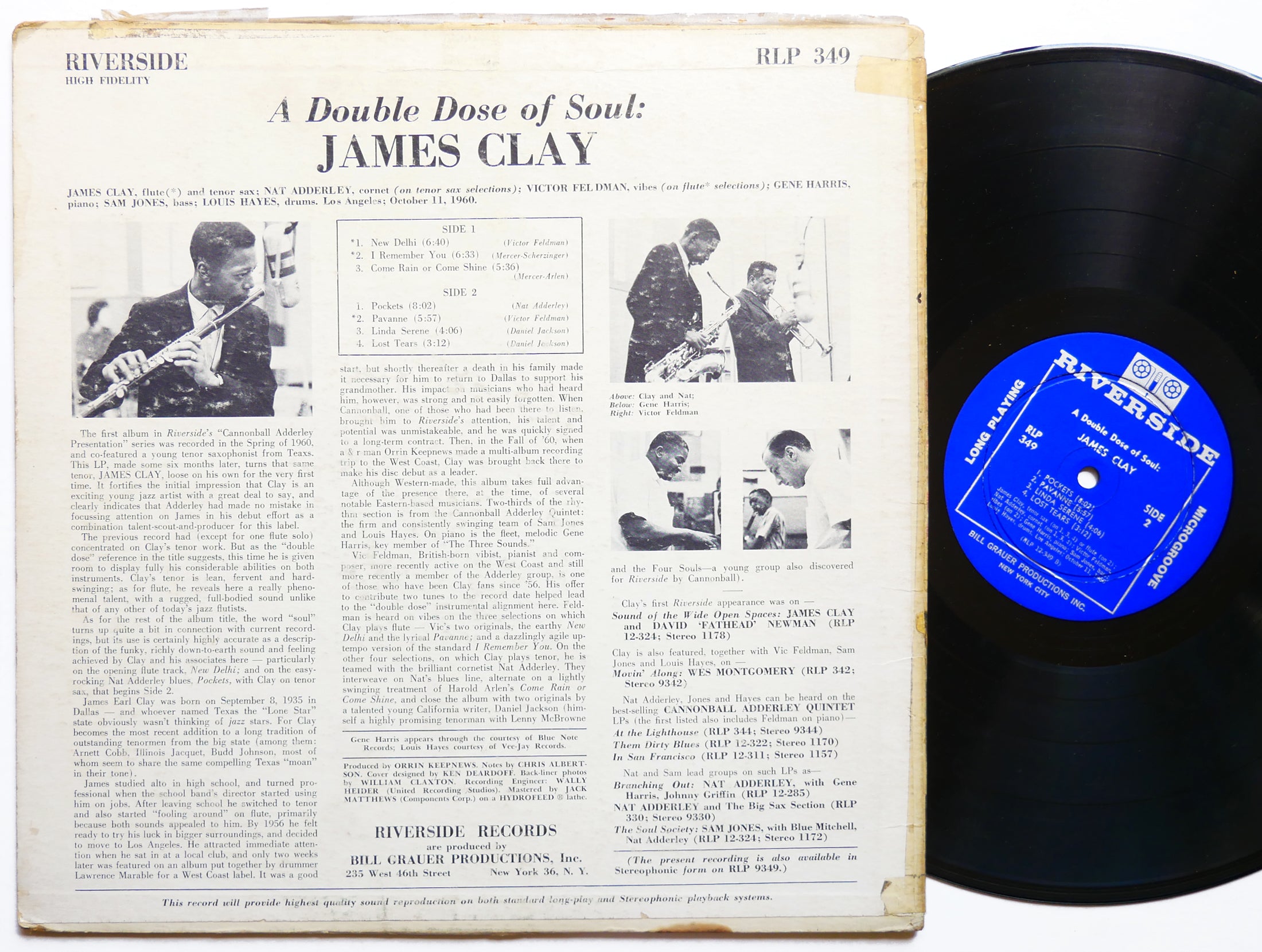 JAMES CLAY A Double Dose Of Soul LP RIVERSIDE RECORDS RLP 349 US 1960 DG MONO