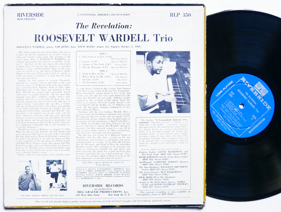 ROOSEVELT WARDELL The Revelation LP RIVERSIDE RLP 350 US 1960 DG MONO Sam Jones