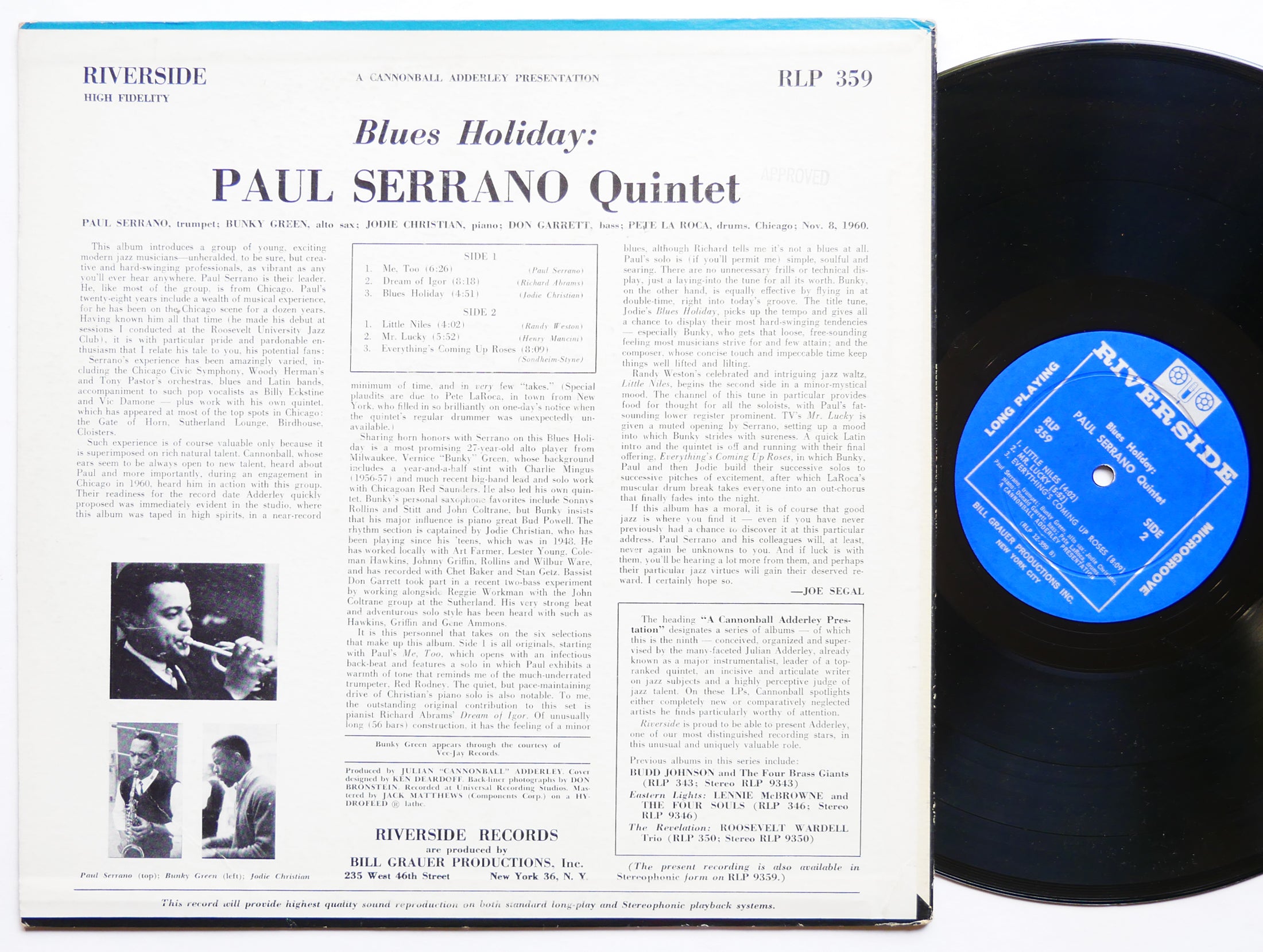 PAUL SERRANO Quintet Blues Holiday LP RIVERSIDE RLP 359 US '61 MONO Pete La Roca