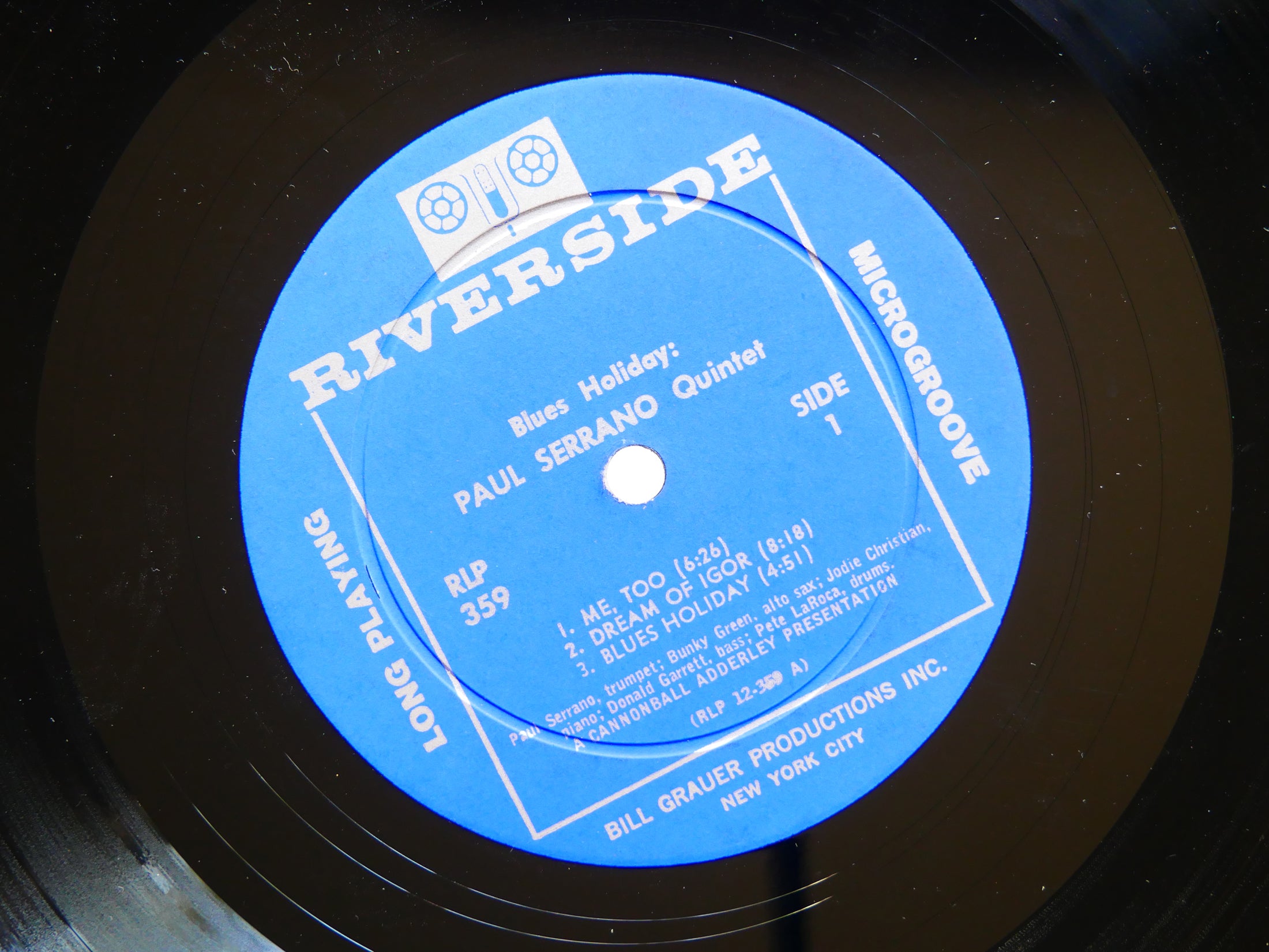 PAUL SERRANO Quintet Blues Holiday LP RIVERSIDE RLP 359 US '61 MONO Pete La Roca