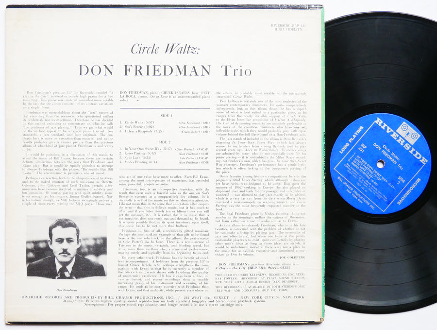 DON FRIEDMAN TRIO Circle Waltz RIVERSIDE RLP 431 US 1962 MONO Pete La Roca
