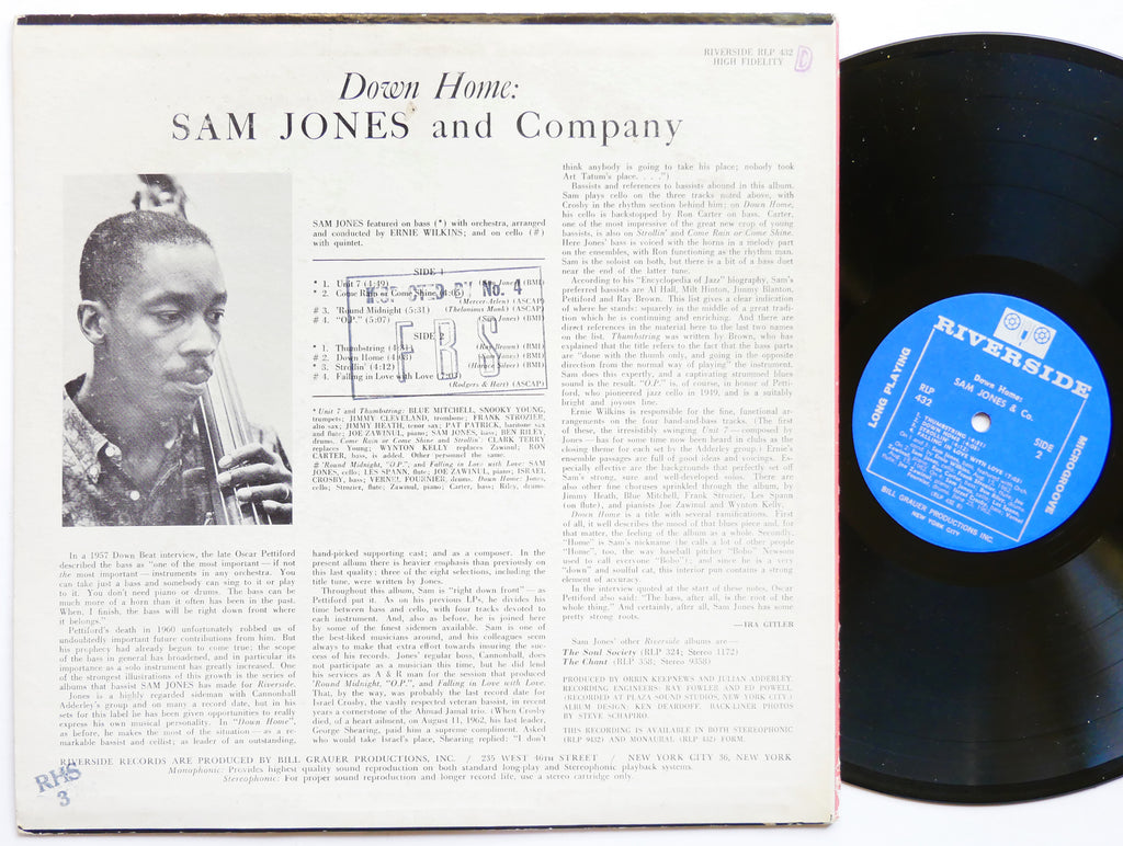 SAM JONES & Co. Down Home LP RIVERSIDE RLP 432 MONO Blue Mitchell Wynton Kelly