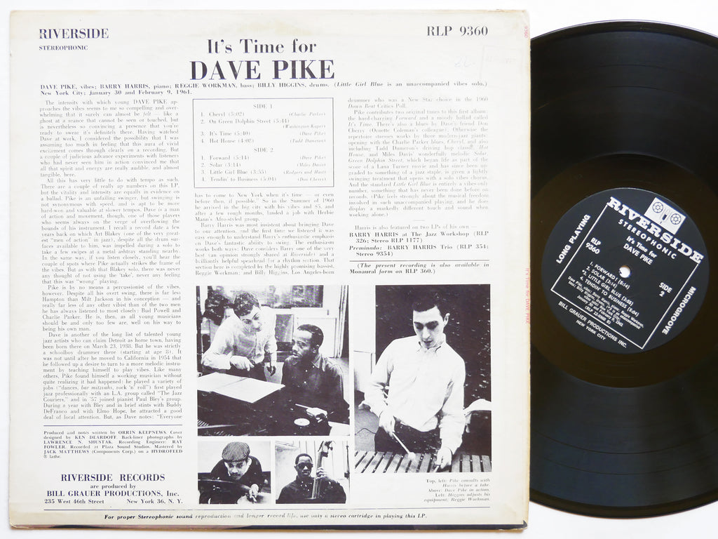 DAVE PIKE It's Time For Dave Pike LP RIVERSIDE RLP 9360 US 1961 Billy Higgins
