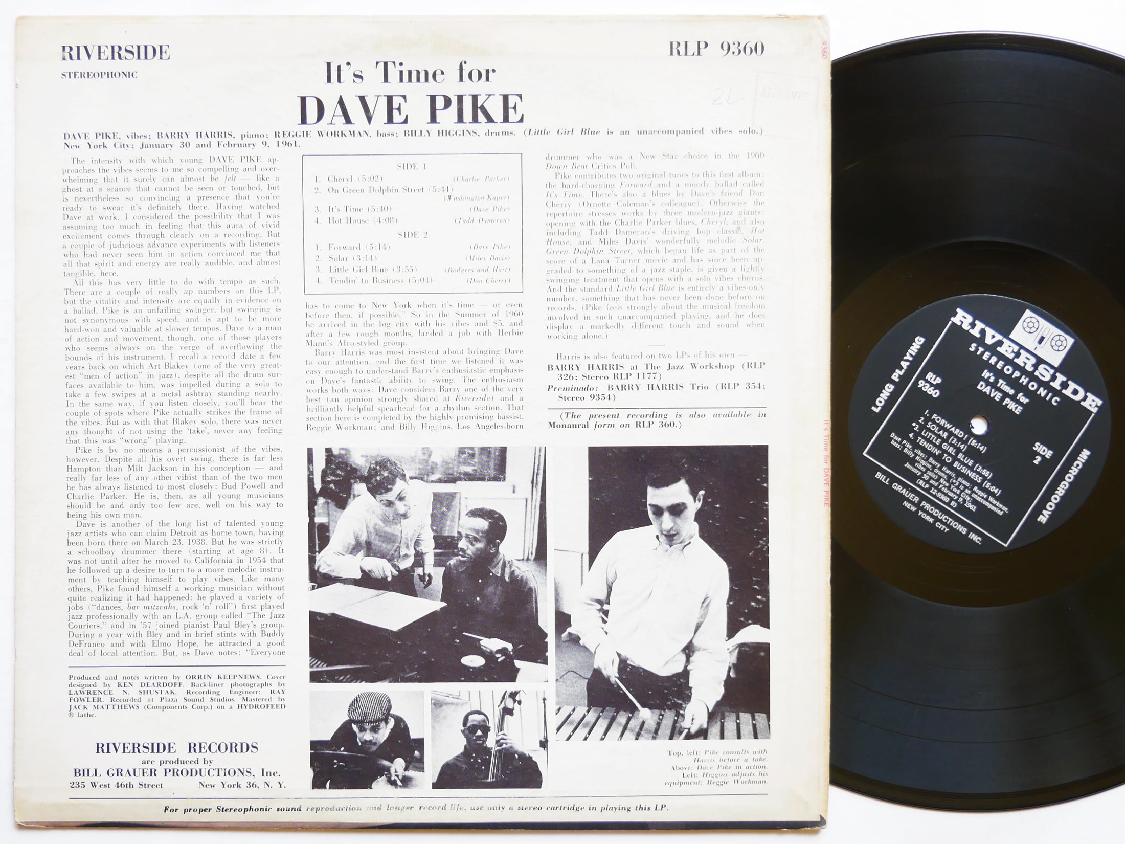 DAVE PIKE It's Time For Dave Pike LP RIVERSIDE RLP 9360 US 1961 Billy Higgins