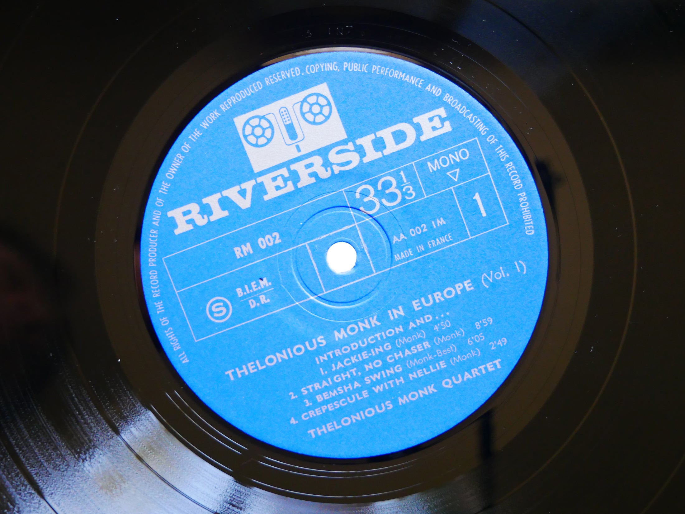THELONIOUS MONK Quartet In Europe Vol. 1 LP RIVERSIDE RECORDS RM 002 FRANCE 1963