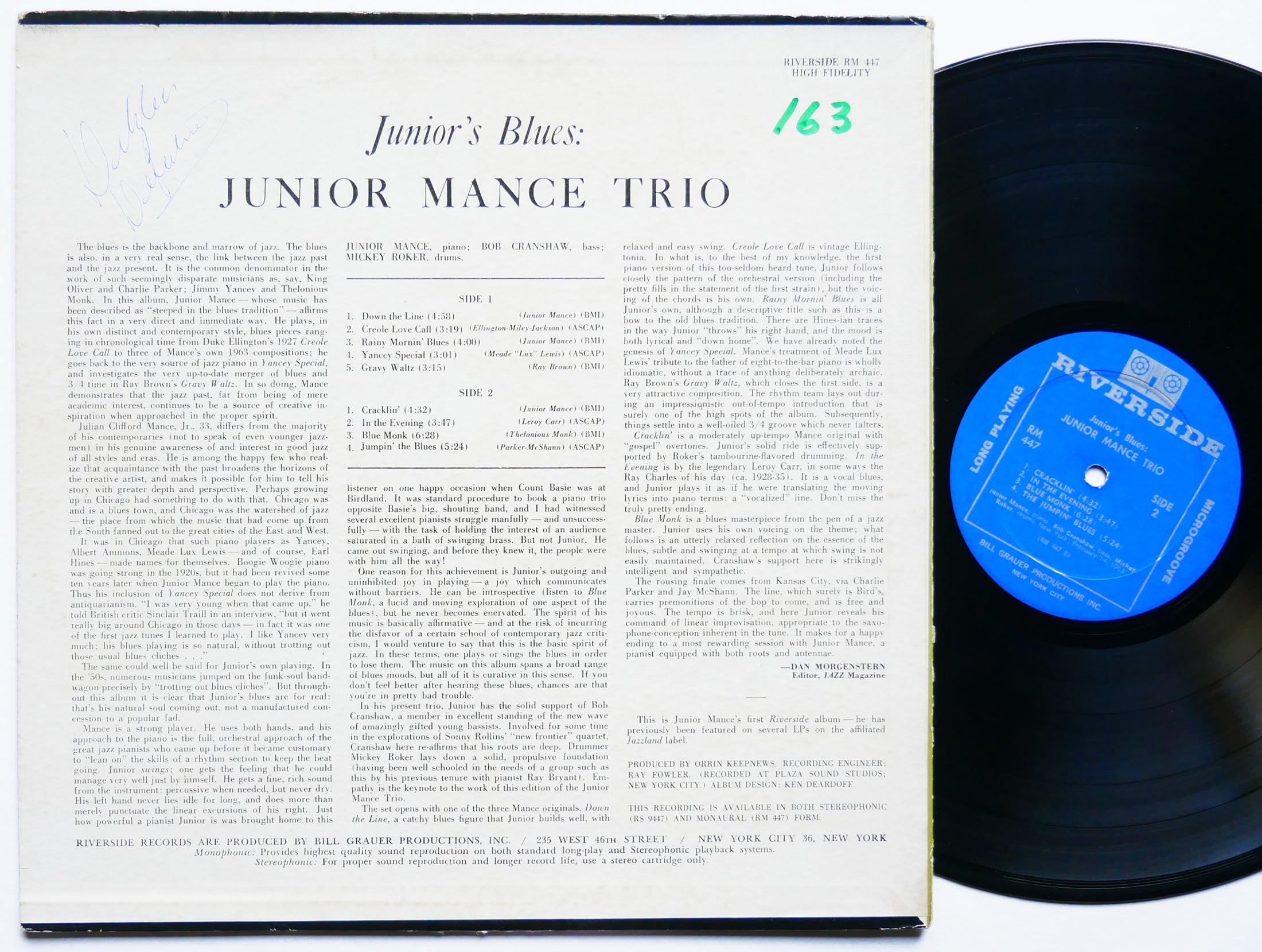 JUNIOR MANCE Trio Junior's Blues LP RIVERSIDE RECORDS RM 447 US 1963 MONO JAZZ