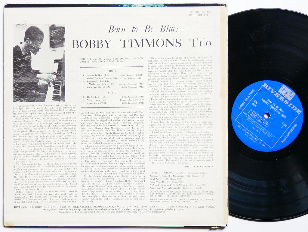 BOBBY TIMMONS TRIO Born To Be Blue! LP RIVERSIDE RM 468 US 1963 MONO Ron Carter