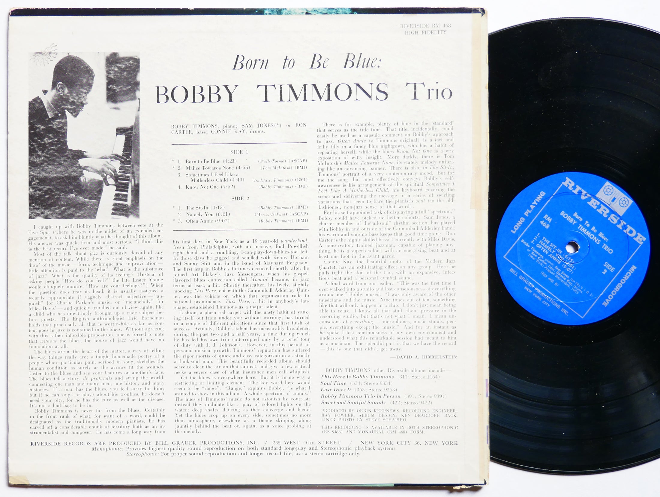 BOBBY TIMMONS TRIO Born To Be Blue! LP RIVERSIDE RM 468 US 1963 MONO Ron Carter