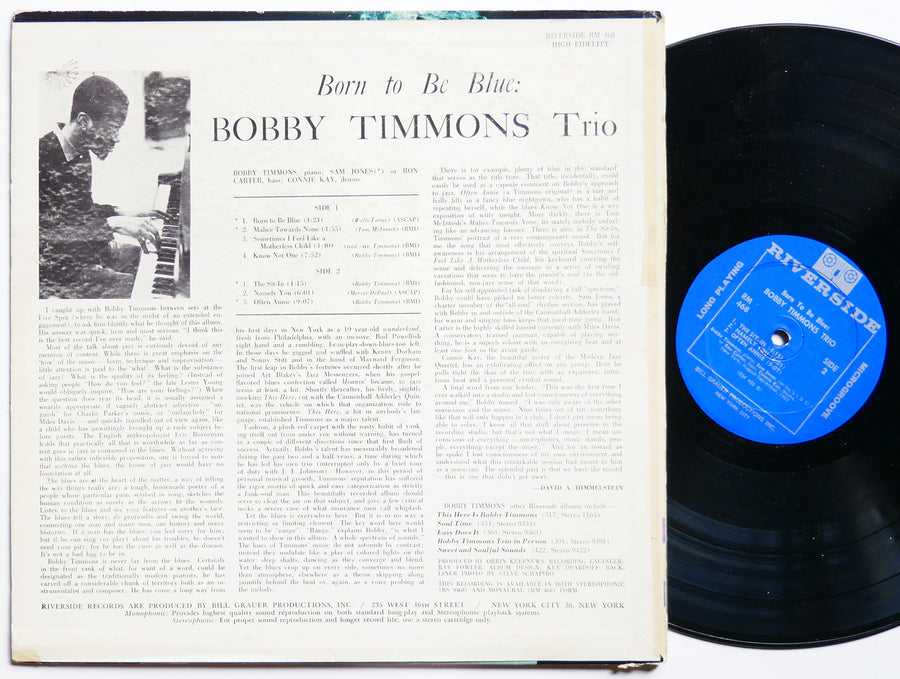 BOBBY TIMMONS TRIO Born To Be Blue! LP RIVERSIDE RM 468 US 1963 MONO Ron Carter