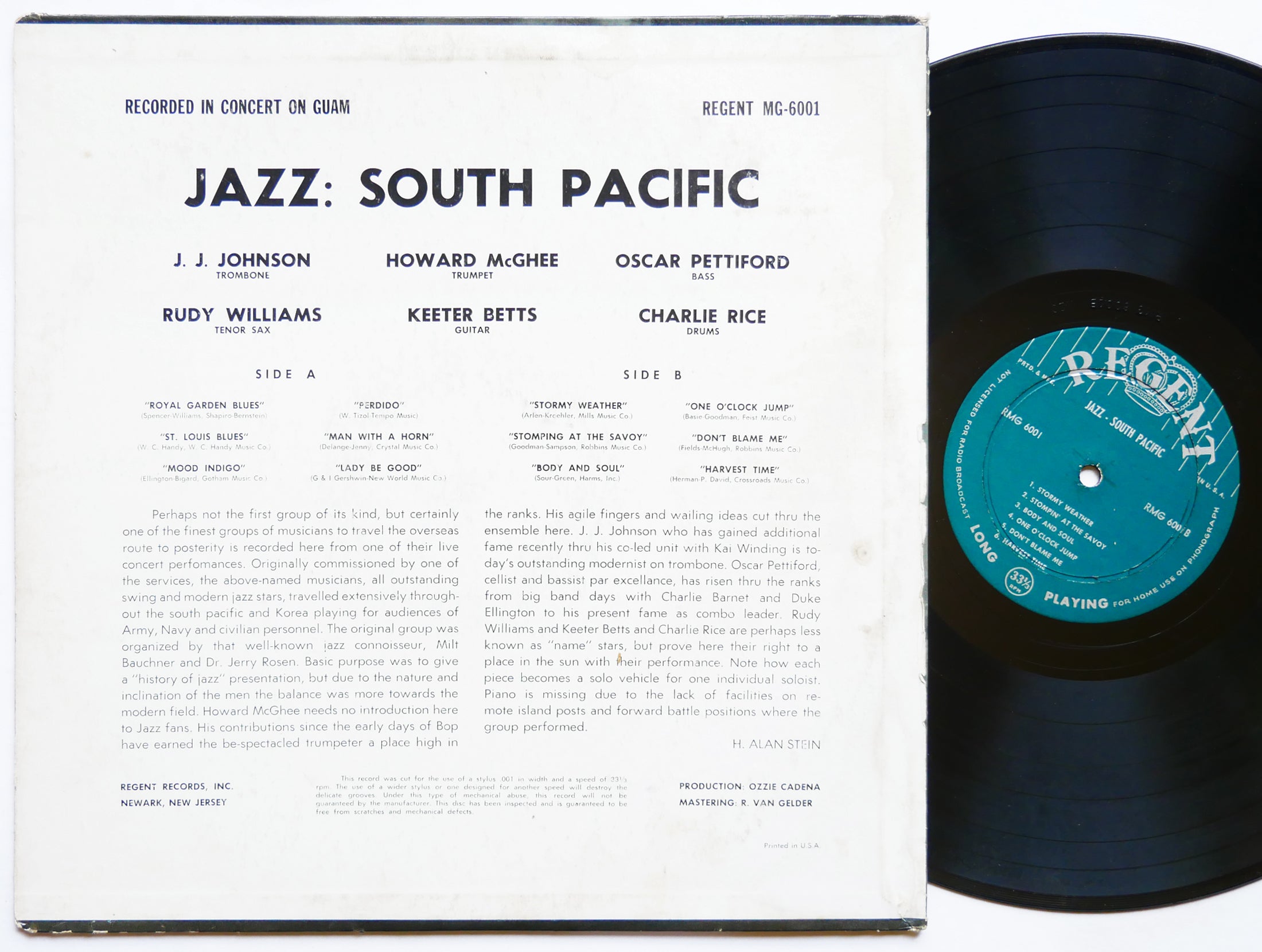 J.J. JOHNSON HOWARD MCGHEE Jazz South Pacific LP REGENT RMG 6001 US '56 RVG MONO