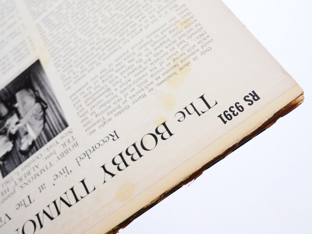 BOBBY TIMMONS TRIO In Person LP RIVERSIDE RS 9391 US '63 Ron Carter Albert Heath