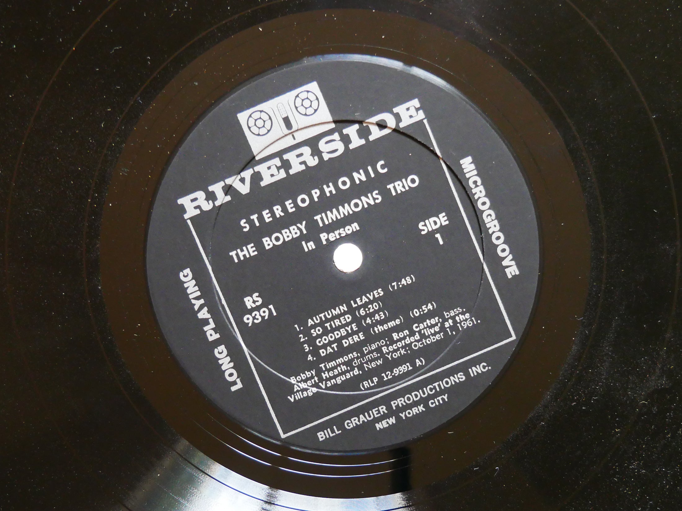 BOBBY TIMMONS TRIO In Person LP RIVERSIDE RS 9391 US '63 Ron Carter Albert Heath