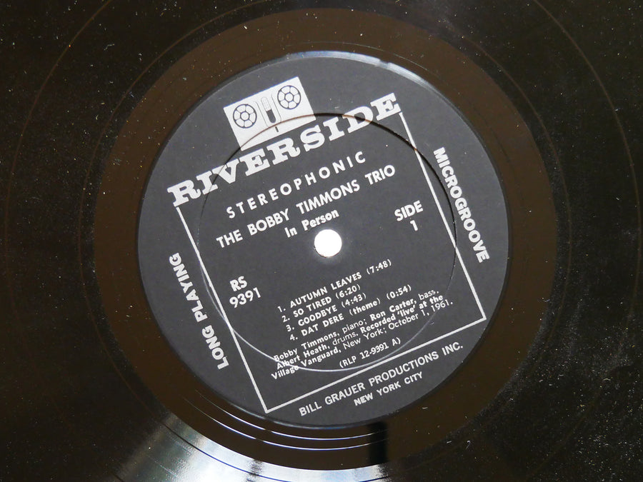 BOBBY TIMMONS TRIO In Person LP RIVERSIDE RS 9391 US '63 Ron Carter Albert Heath