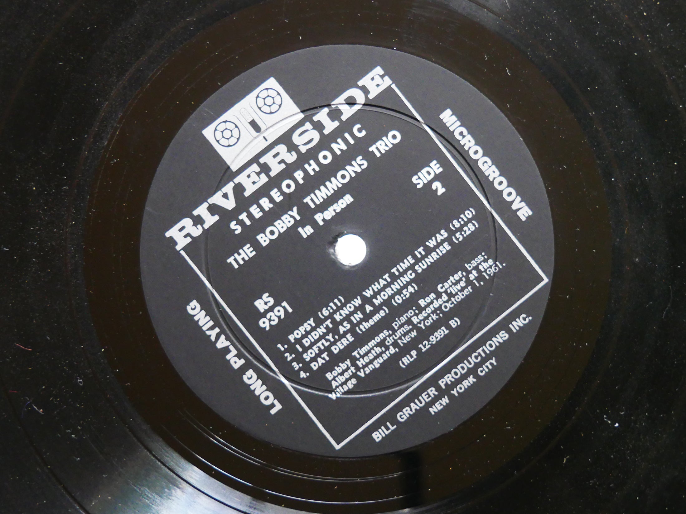 BOBBY TIMMONS TRIO In Person LP RIVERSIDE RS 9391 US '63 Ron Carter Albert Heath