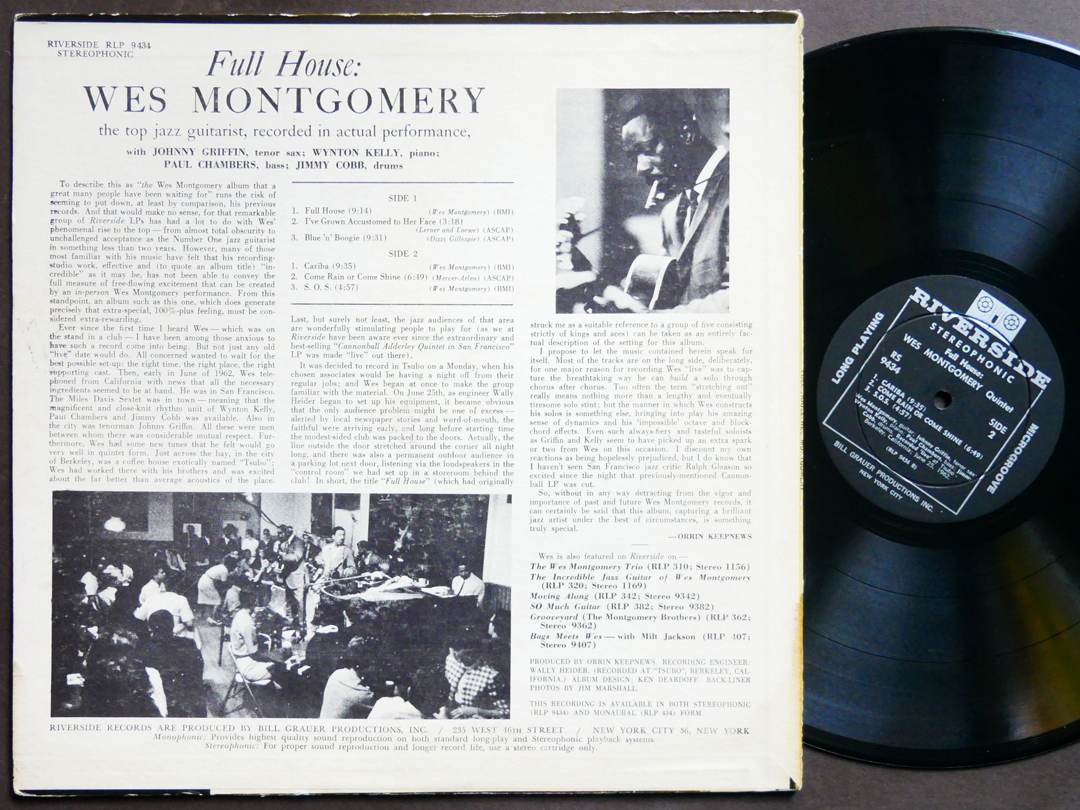 WES MONTGOMERY Full House LP RIVERSIDE RS 9434 US 1962 DG ST Wynton Kelly VG+