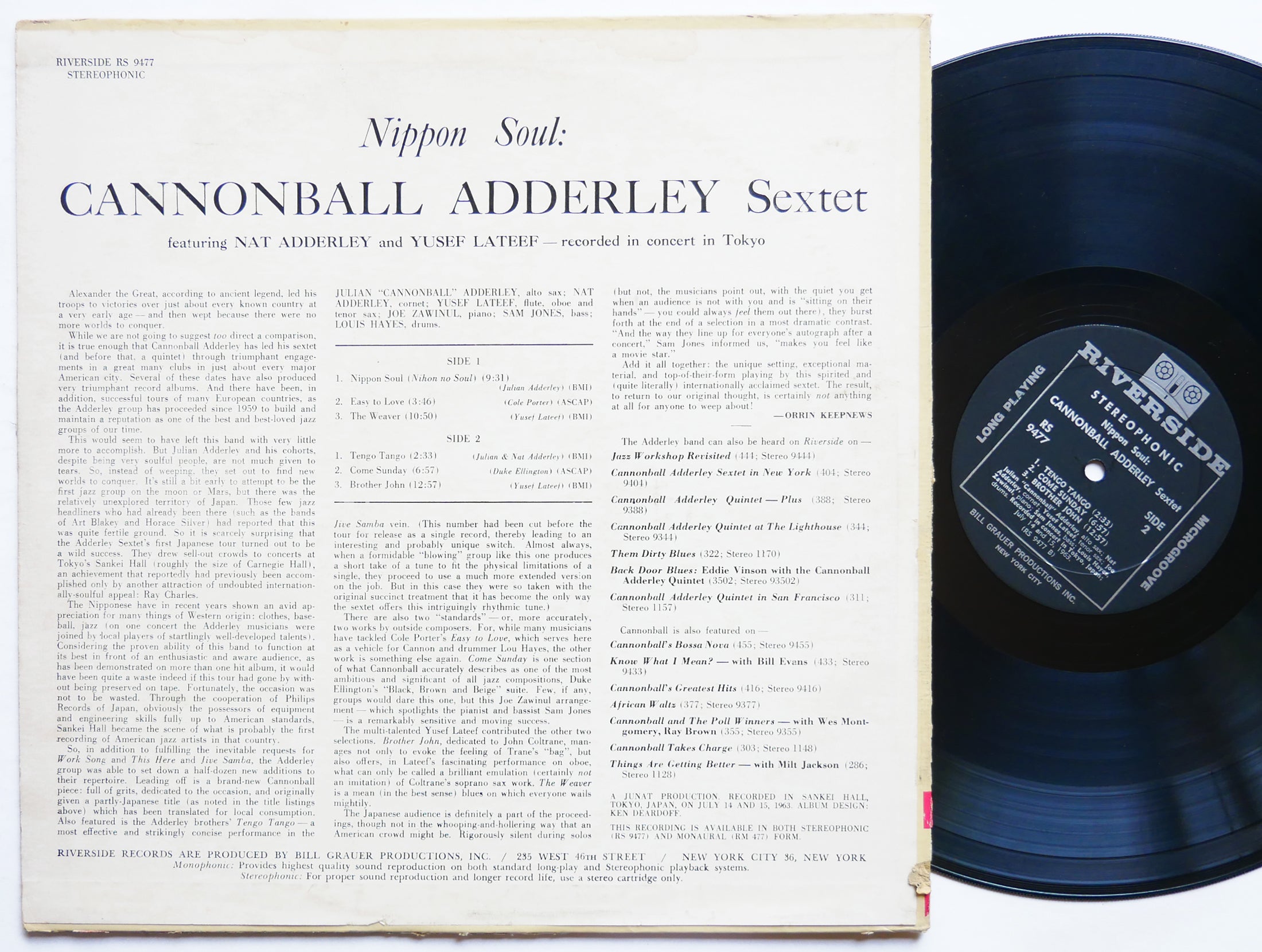 CANNONBALL ADDERLEY Sextet Nippon Soul LP RIVERSIDE RS 9477 US 1963 Yusef Lateef
