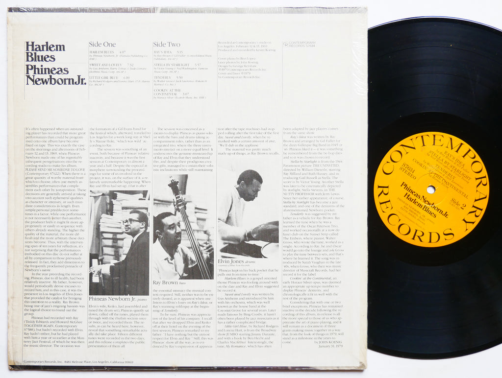 PHINEAS NEWBORN JR RAY BROWN ELVIN JONES Harlem Blues LP CONTEMPORARY S7634