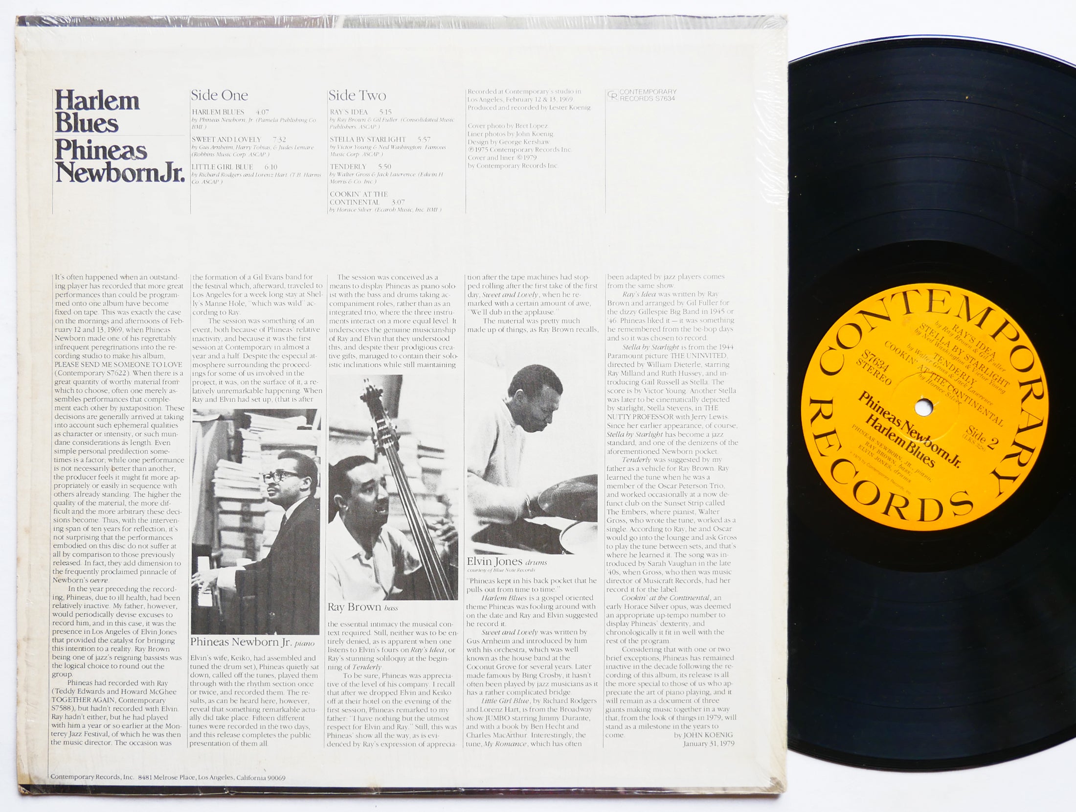 PHINEAS NEWBORN JR RAY BROWN ELVIN JONES Harlem Blues LP CONTEMPORARY S7634
