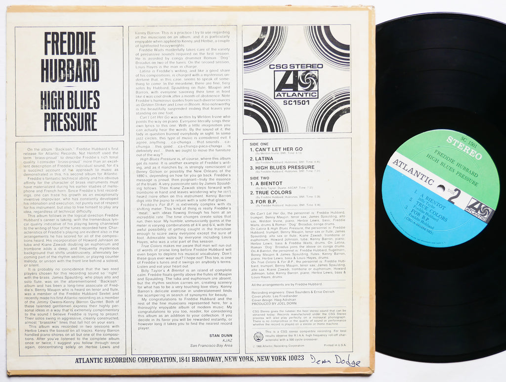 FREDDIE HUBBARD High Blues Pressure LP ATLANTIC SC 1501 US 1968 Weldon Irvine