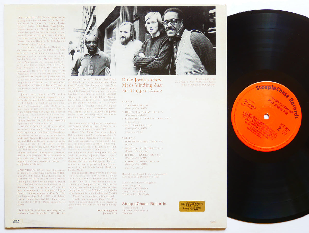 DUKE JORDAN Flight To Denmark LP STEEPLECHASE SCS-1011 DENMARK 1974 JAZZ VG+