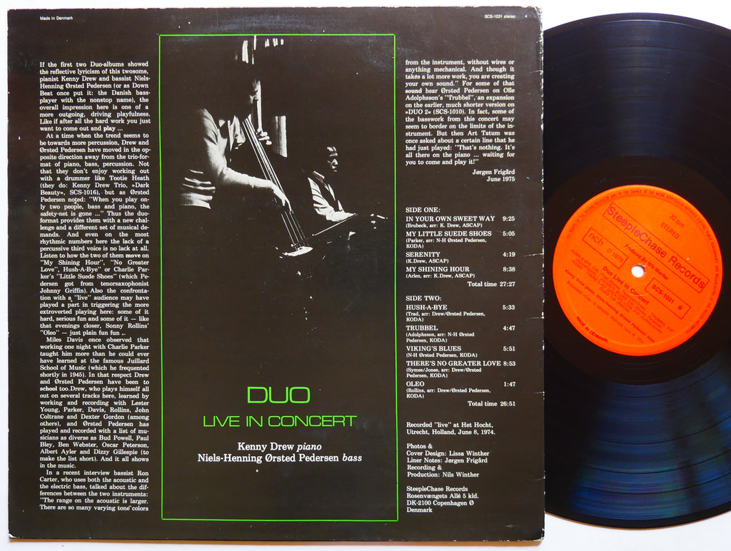 KENNY DREW NHØP Duo Live In Concert LP STEEPLECHASE SCS-1031 Denmark 1975