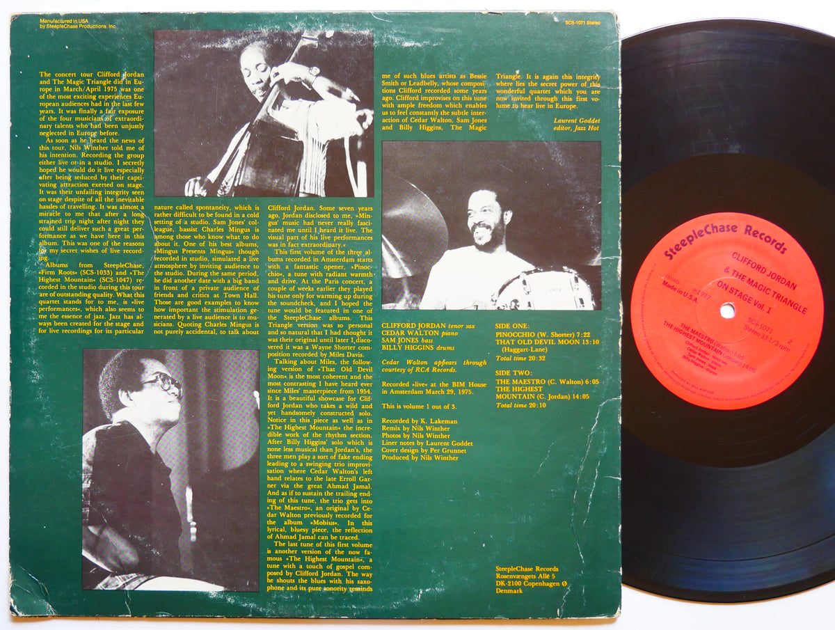 CLIFFORD JORDAN On Stage Vol. 1 LP STEEPLECHASE SCS-1071 US 1977 Billy Higgins