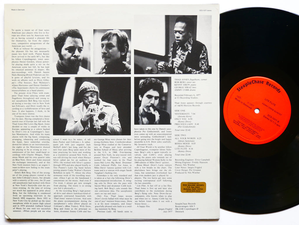 KENNY DREW Quintet Lite Flite LP STEEPLECHASE SCS-1077 DENMARK 1977 Thad Jones