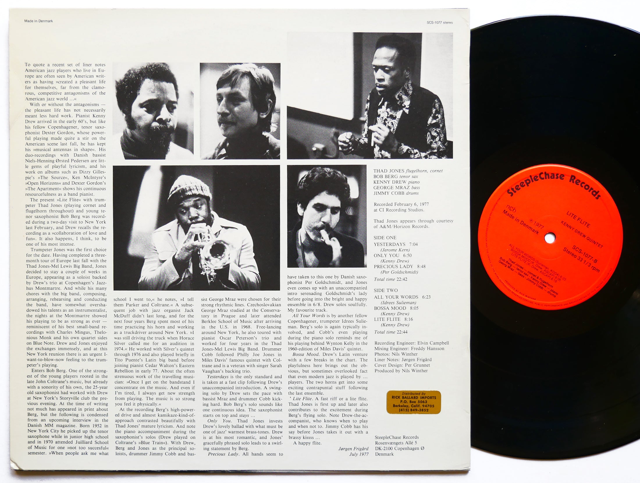 KENNY DREW Quintet Lite Flite LP STEEPLECHASE SCS-1077 DENMARK 1977 Thad Jones