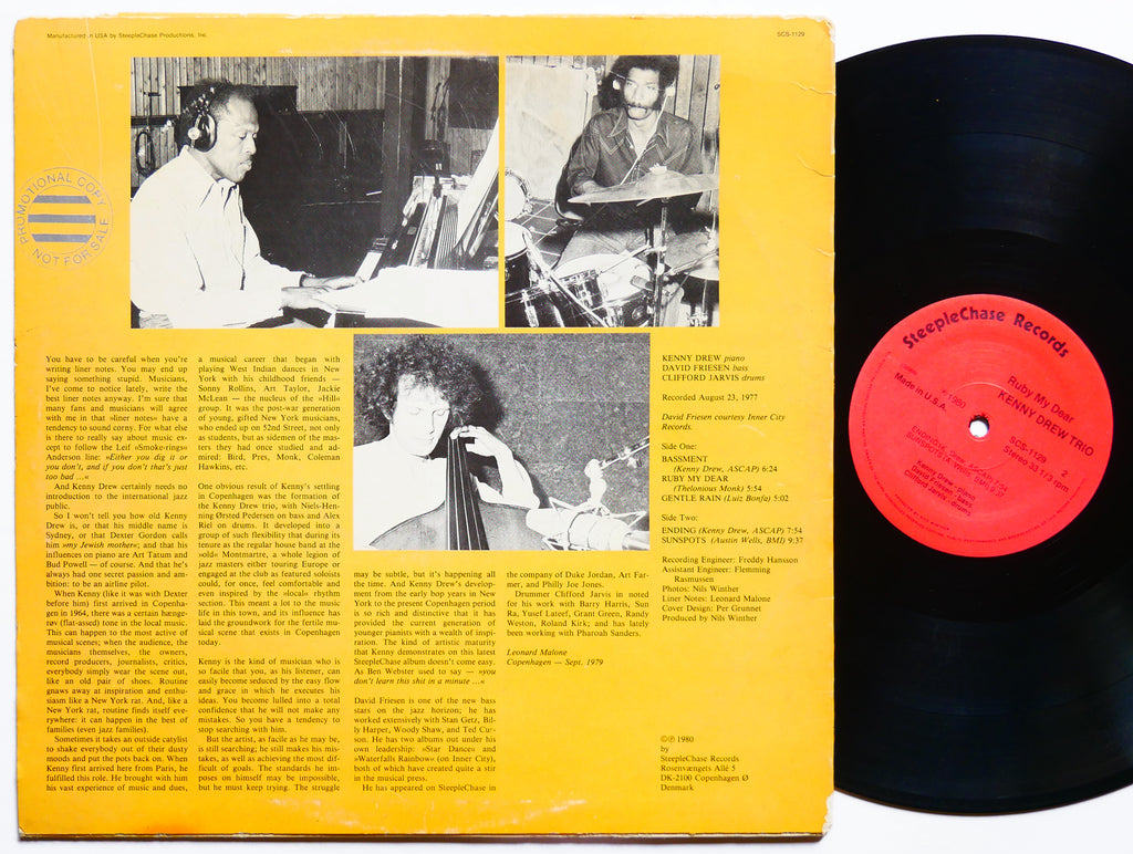 KENNY DREW TRIO Ruby My Dear LP STEEPLECHASE SCS 1129 US 1980 Clifford Jarvis