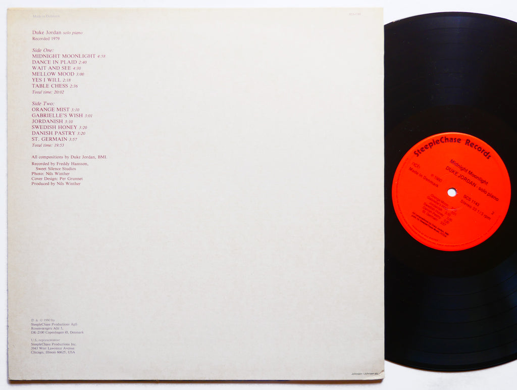 DUKE JORDAN Midnight Moonlight LP STEEPLECHASE SCS-1143 DENMARK 1980 JAZZ