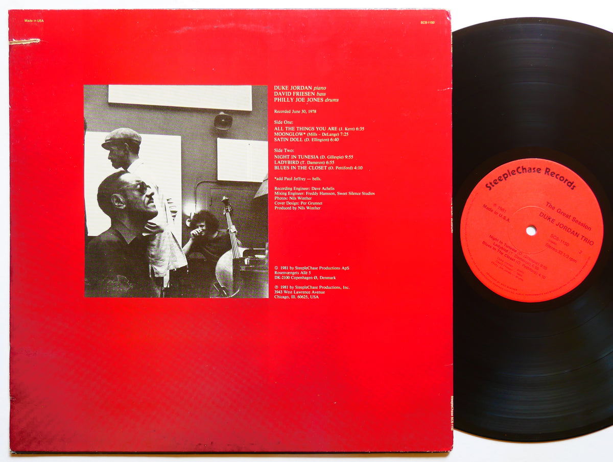DUKE JORDAN TRIO The Great Session LP STEEPLECHASE SCS 1150 US 1981 Philly Joe