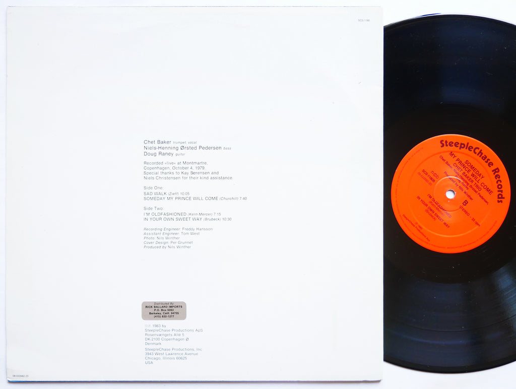 CHET BAKER Trio Someday My Prince Will Come STEEPLECHASE SCS 1180 DENMARK 1983