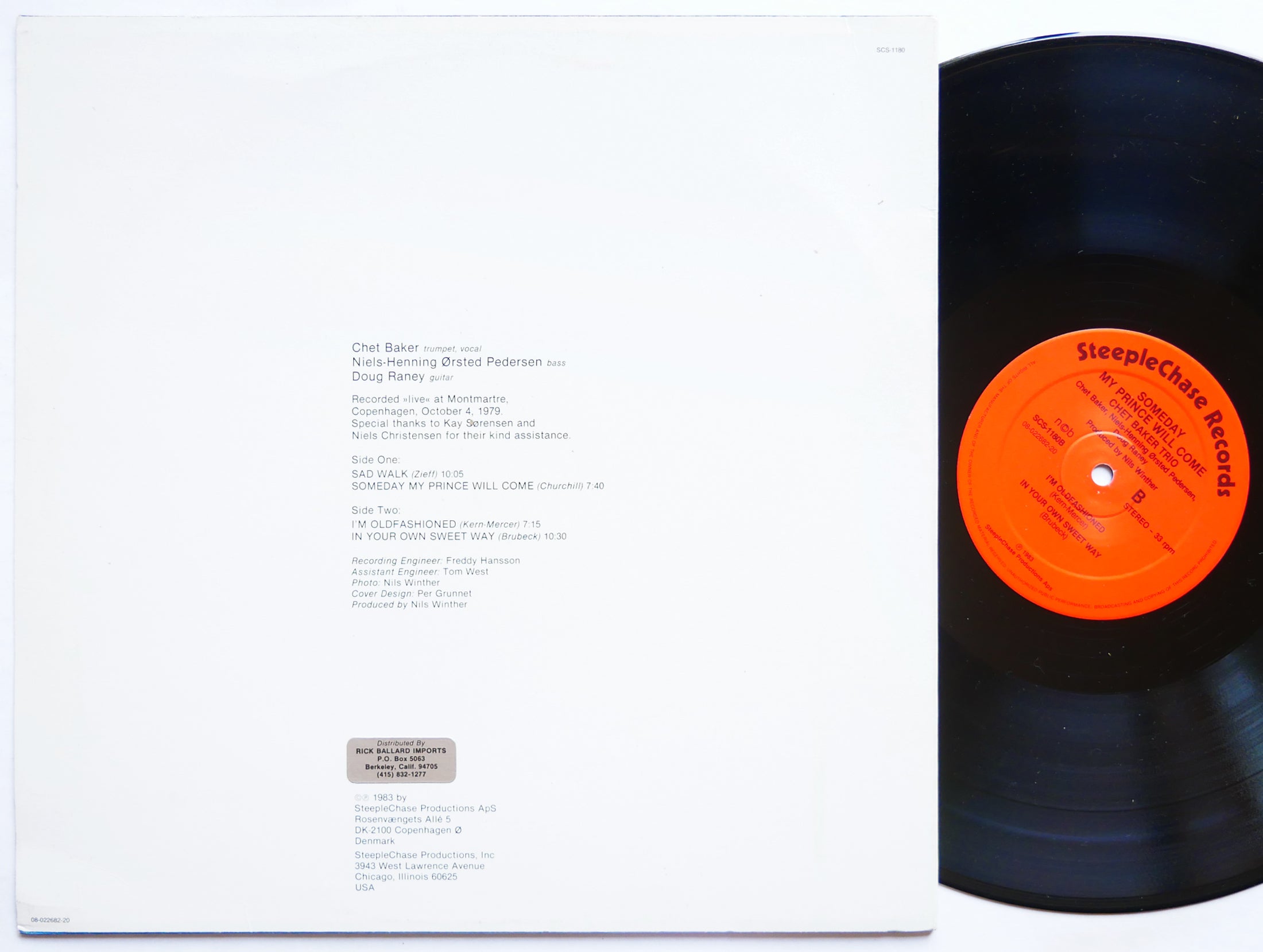 CHET BAKER Trio Someday My Prince Will Come STEEPLECHASE SCS 1180 DENMARK 1983