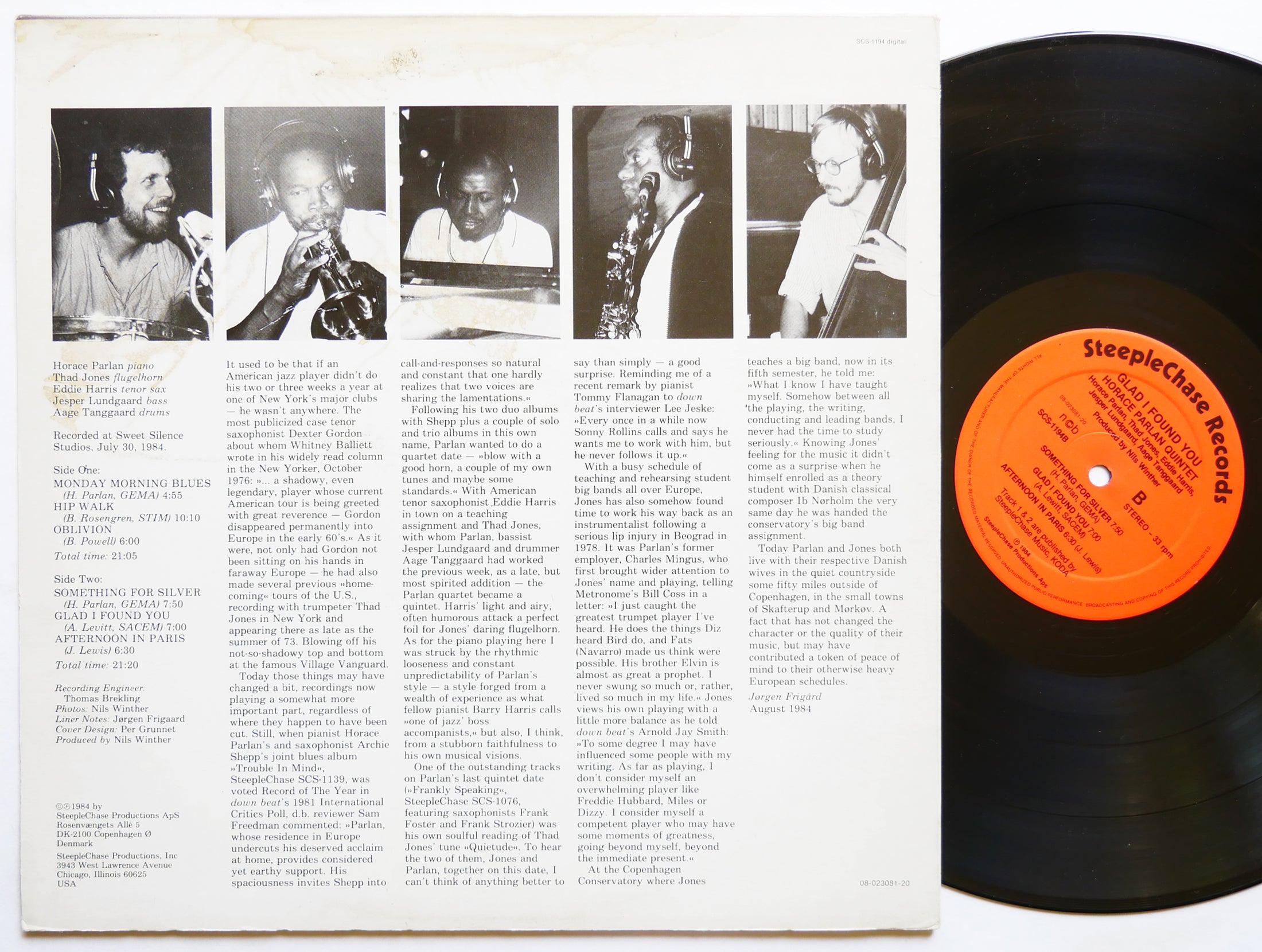 HORACE PARLAN Quintet Glad I Found You LP STEEPLECHASE SCS-1194 DENMARK 1984