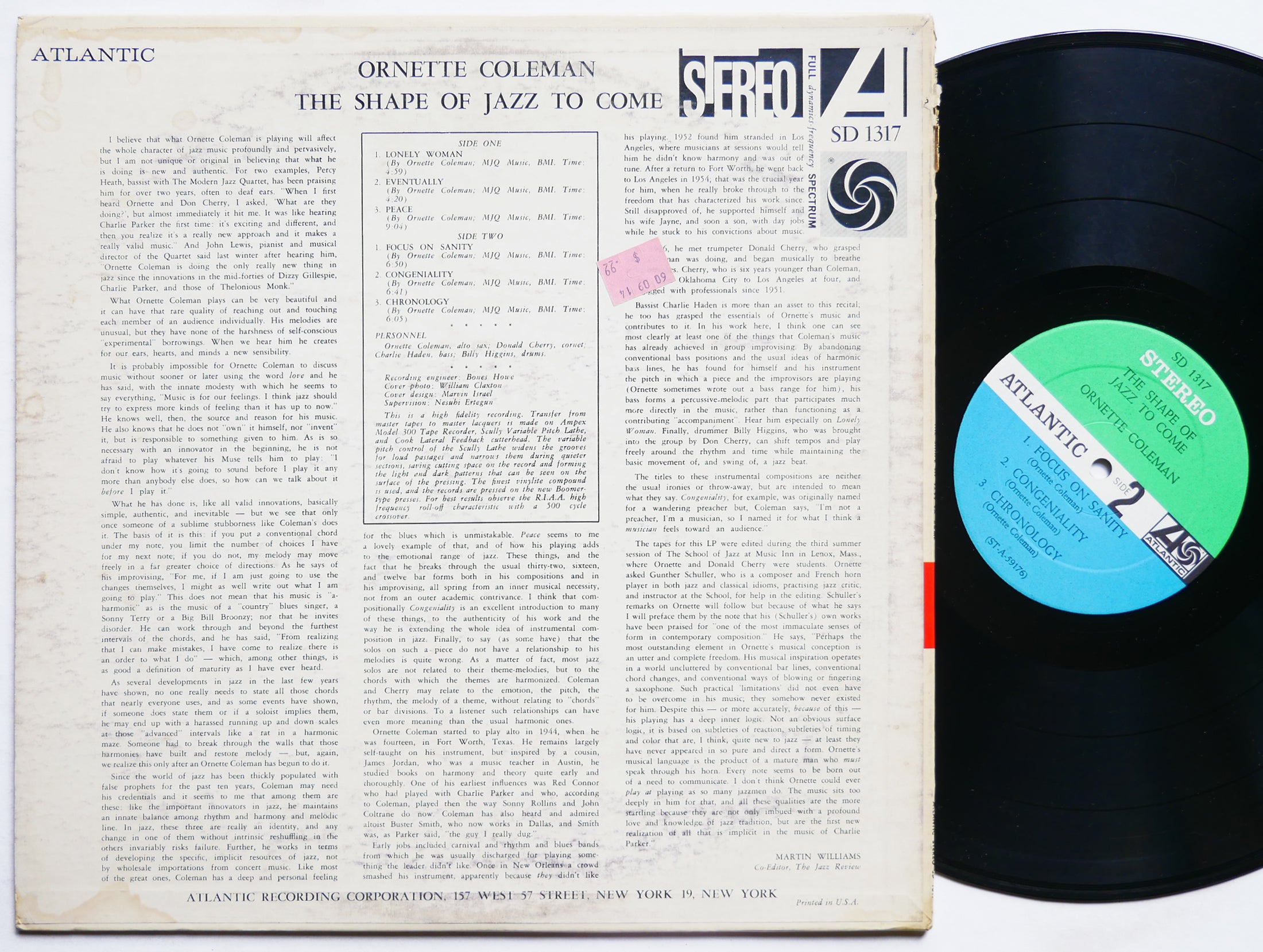 ORNETTE COLEMAN The Shape Of Jazz To Come LP ATLANTIC SD 1317 US 1962 Don Cherry