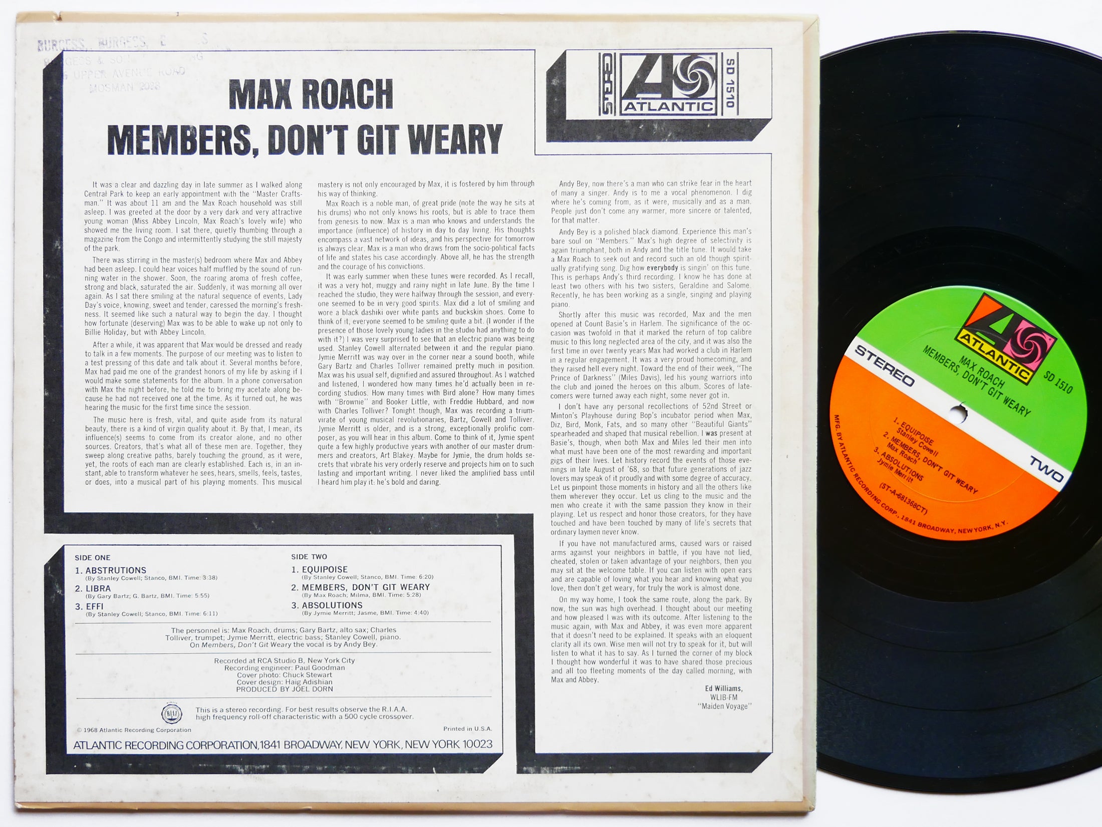 MAX ROACH Members, Don't Git Weary LP ATLANTIC SD 1510 US 1968 Stanley Cowell
