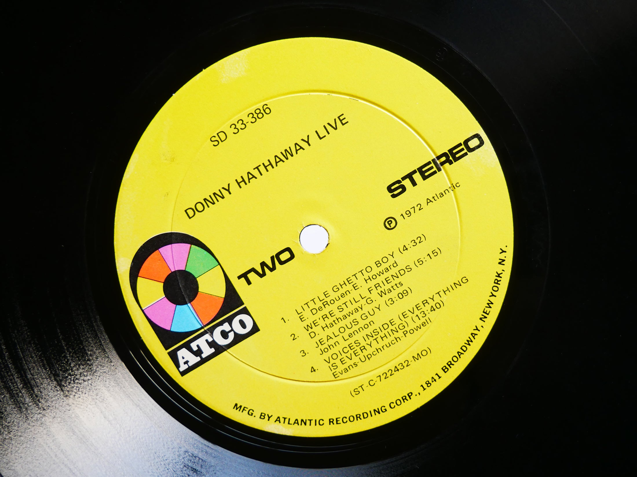 DONNY HATHAWAY Live LP ATCO RECORDS SD 33-386 US 1972 Funk Soul