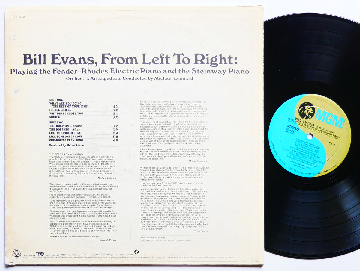 BILL EVANS From Left To Right LP MGM SE-4723 US 1970 Eddie Gomez Marty Morell