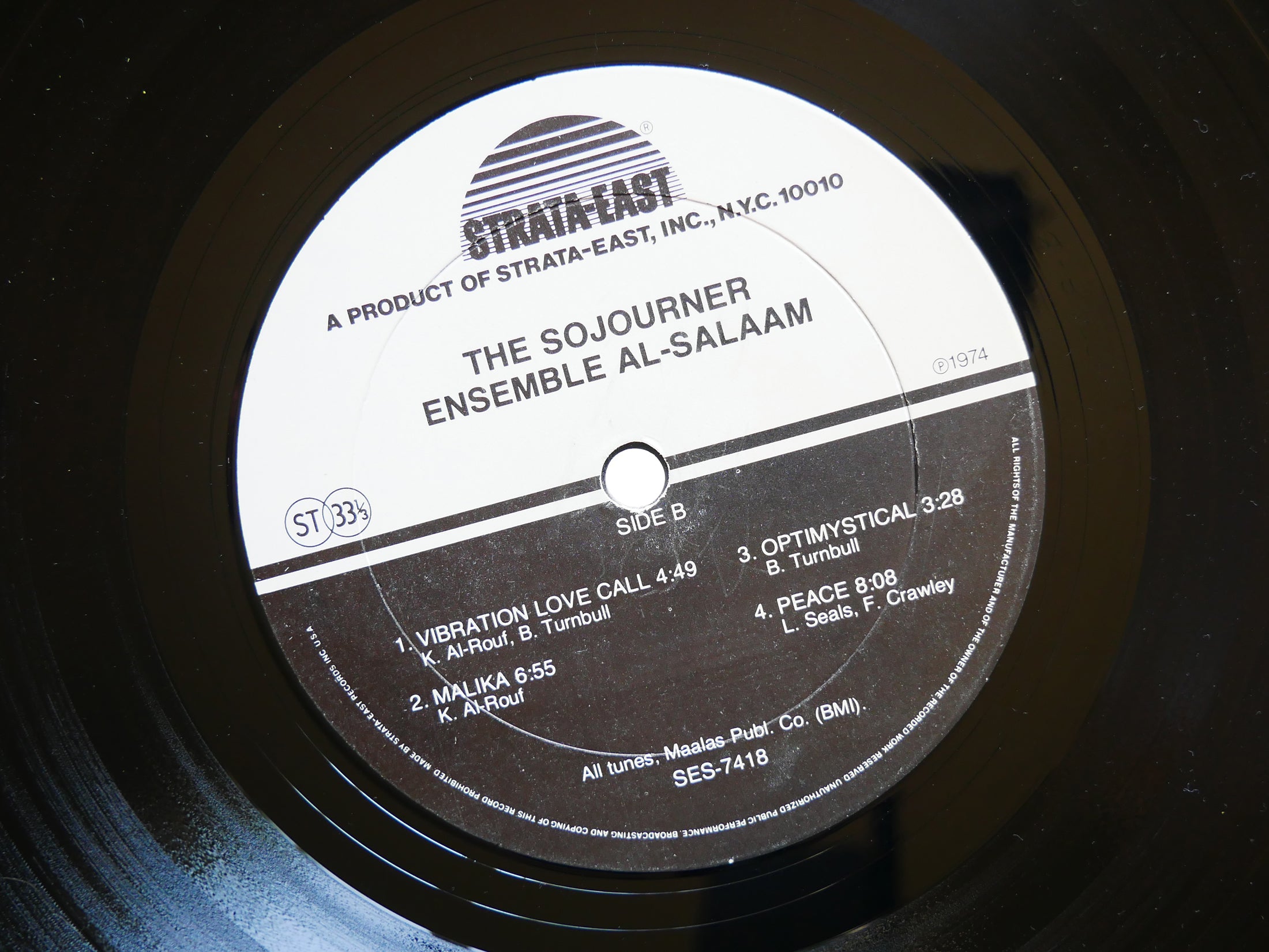 Signed THE ENSEMBLE AL-SALAAM The Sojourner LP STRATA-EAST SES-7418 Orig US 1974