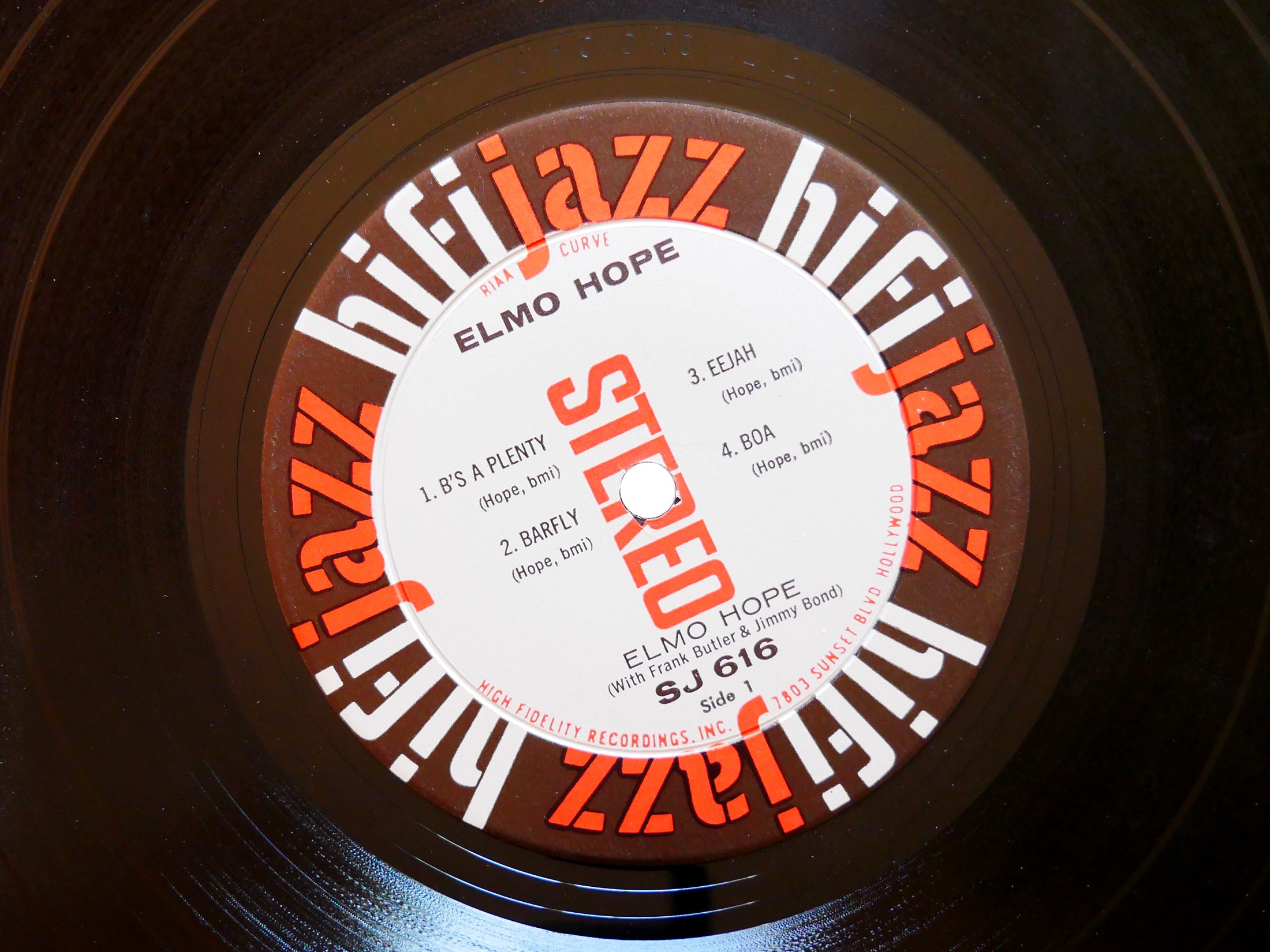 ELMO HOPE With FRANK BUTLER And JIMMY BOND LP HIFI JAZZ SJ 616 US 1959 DG VG+