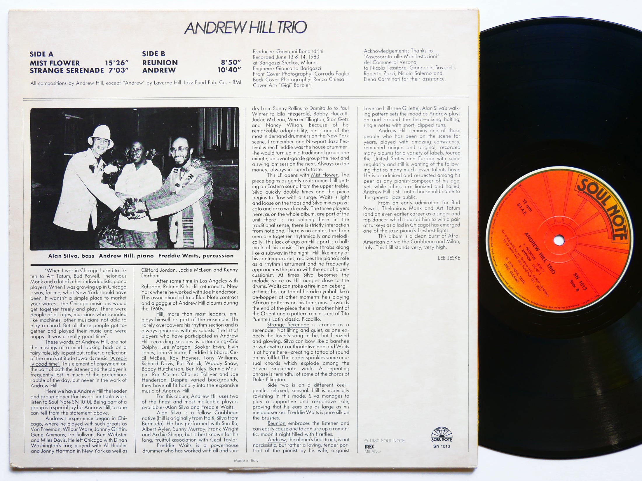 ANDREW HILL TRIO Strange Serenade LP SOUL NOTE SN 1013 Italy 1980 Alan Silva