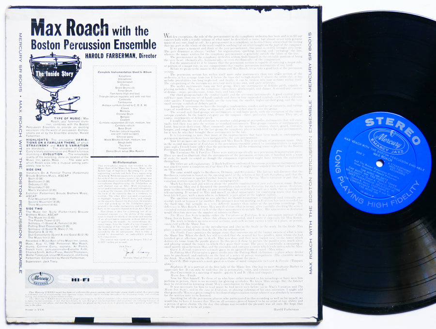 MAX ROACH Boston Percussion Ensemble LP MERCURY SR 80015 US 1958 DG MONO VG+