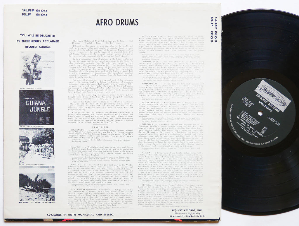 CYRIL JACKSON Afro Drums LP REQUEST RECORDS SRLP 8109 Jazz African