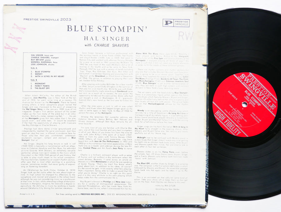 HAL SINGER Blue Stompin' LP PRESTIGE SWINGVILLE SVLP 2023 US 1962 RVG MONO