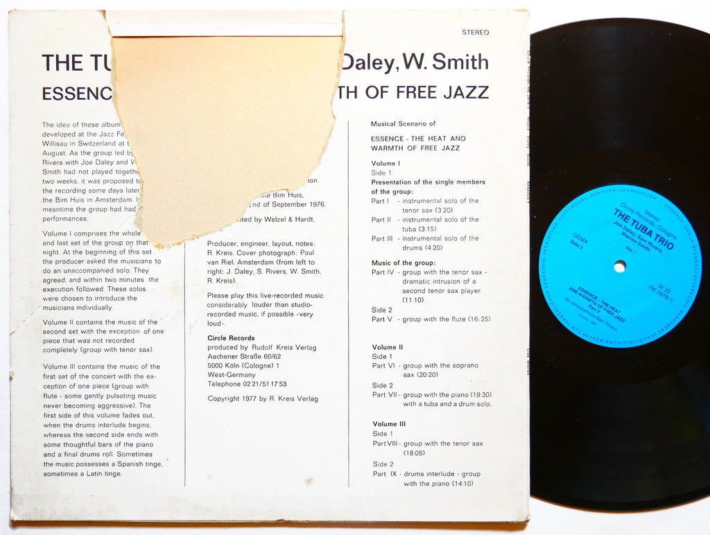 THE TUBA TRIO Essence LP CIRCLE RK 2976/1 GERMANY 1977 Sam Rivers Warren Smit
