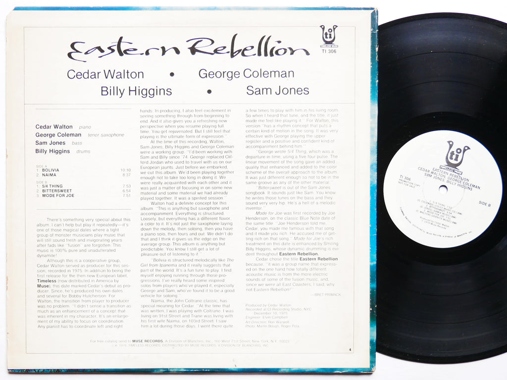 CEDAR WALTON GEORGE COLEMAN Eastern Rebellion LP TIMELESS MUSE TI 306 US 1979