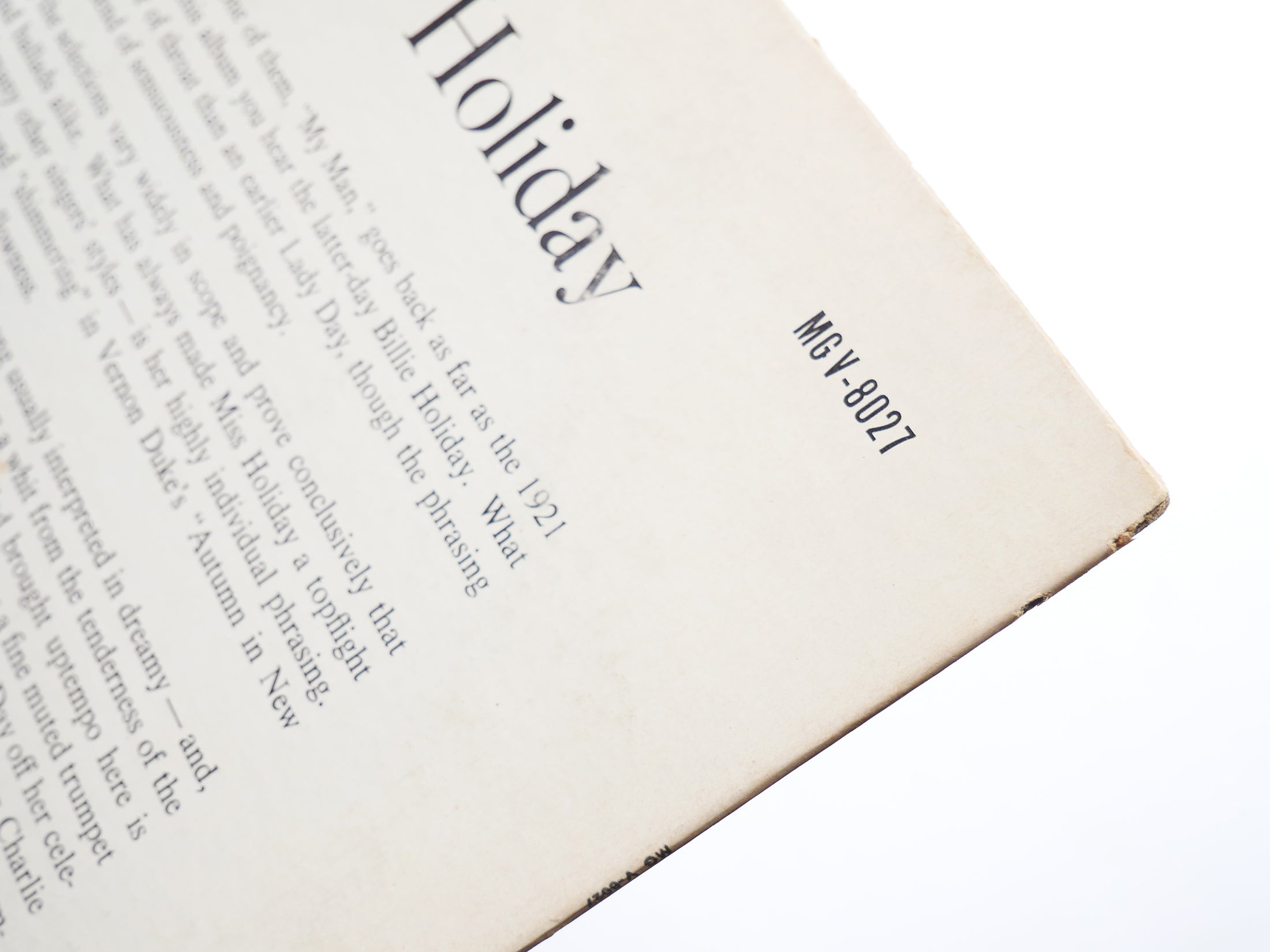 BILLIE HOLIDAY Recital By LP VERVE RECORDS V-8027 US 1961 MONO DSM JAZZ